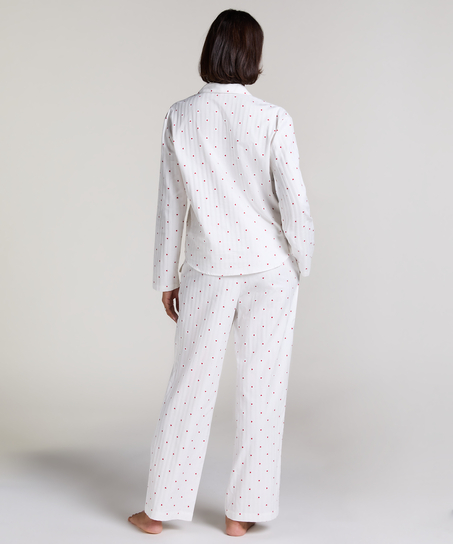 Jacquard Hearts Pyjama Bottoms, White