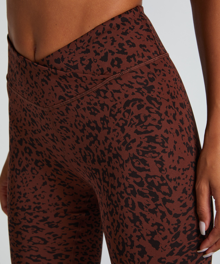 HKMX Crossed High Waisted Leggings, Brown