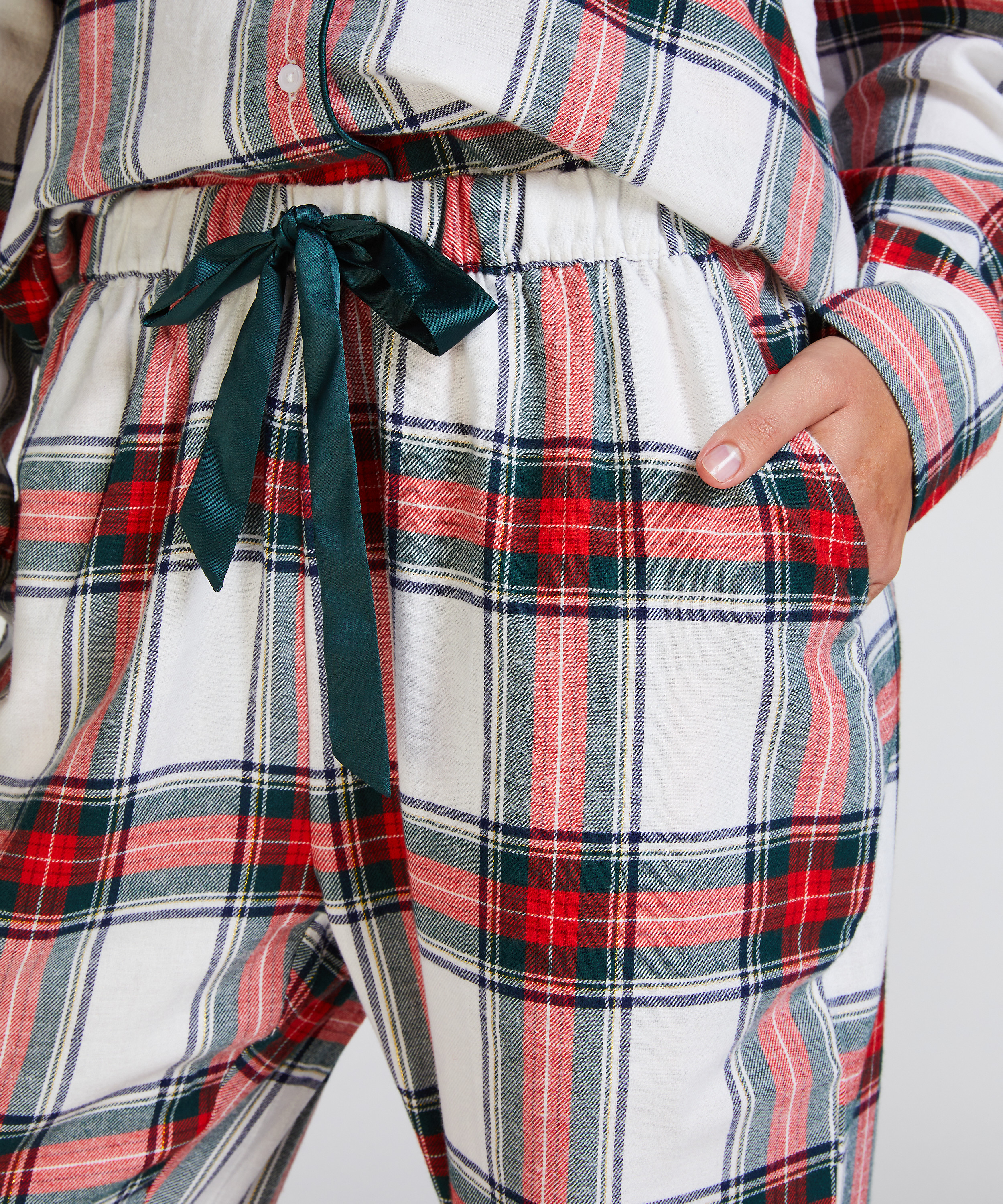 Tall Flannel Pyjama Pants, White, main