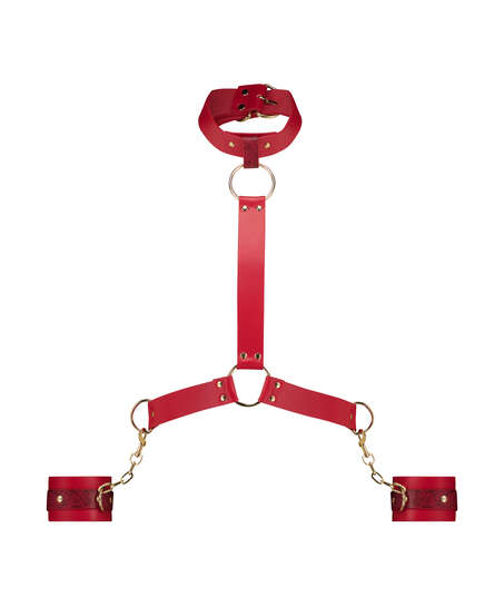 Private Snake handcuffs harness, Red