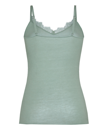 super soft Lace V-Neck cami with Cashmere, Green