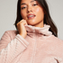 Fleece Zip Bathrobe, Pink