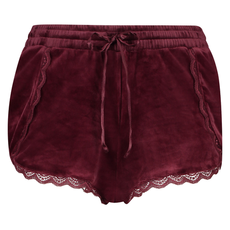 Velvet Lace Shorts, Red