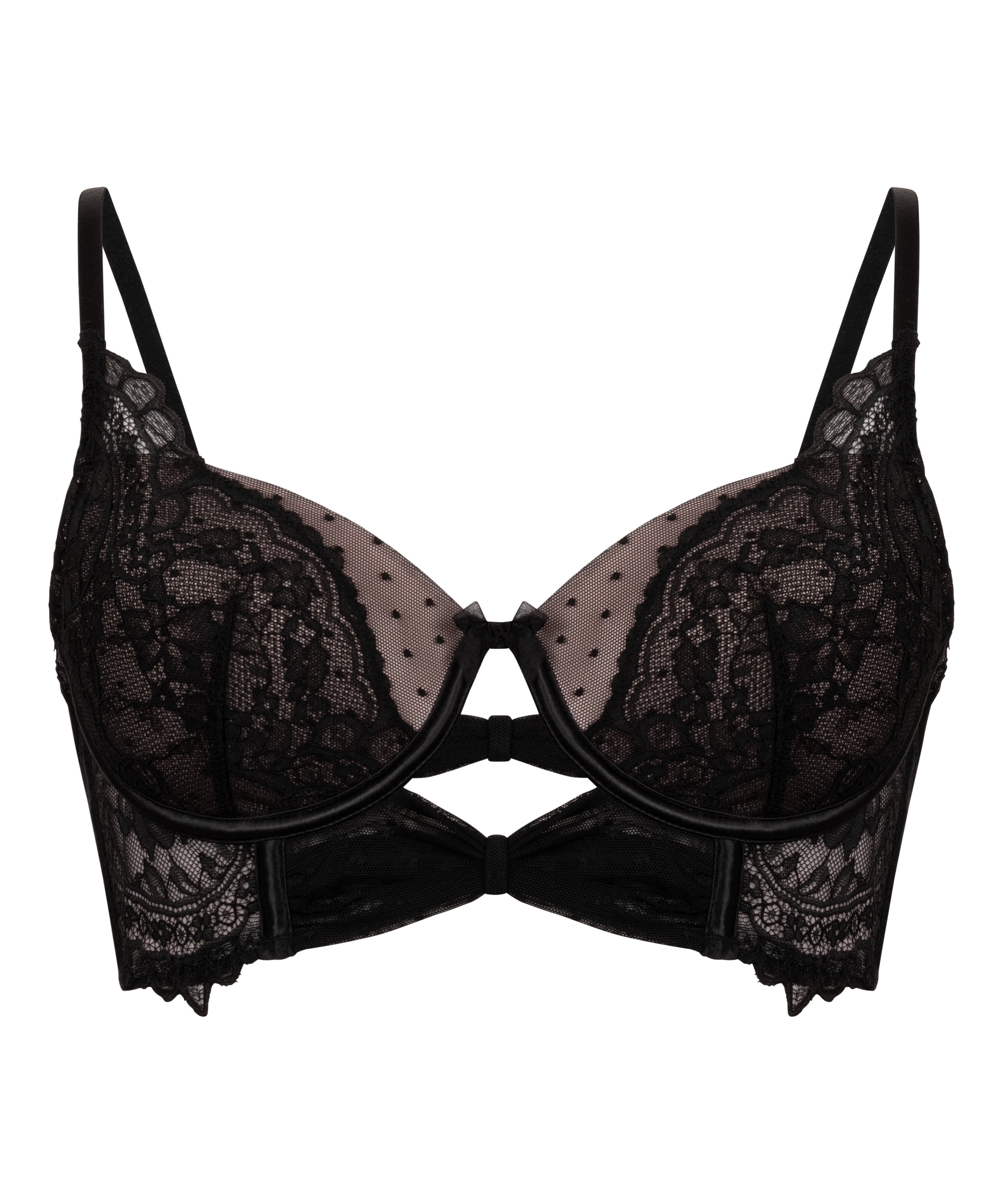Juliette Padded Longline Underwired Bra, Black, main
