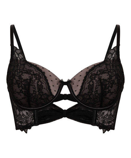Juliette Padded Longline Underwired Bra, Black