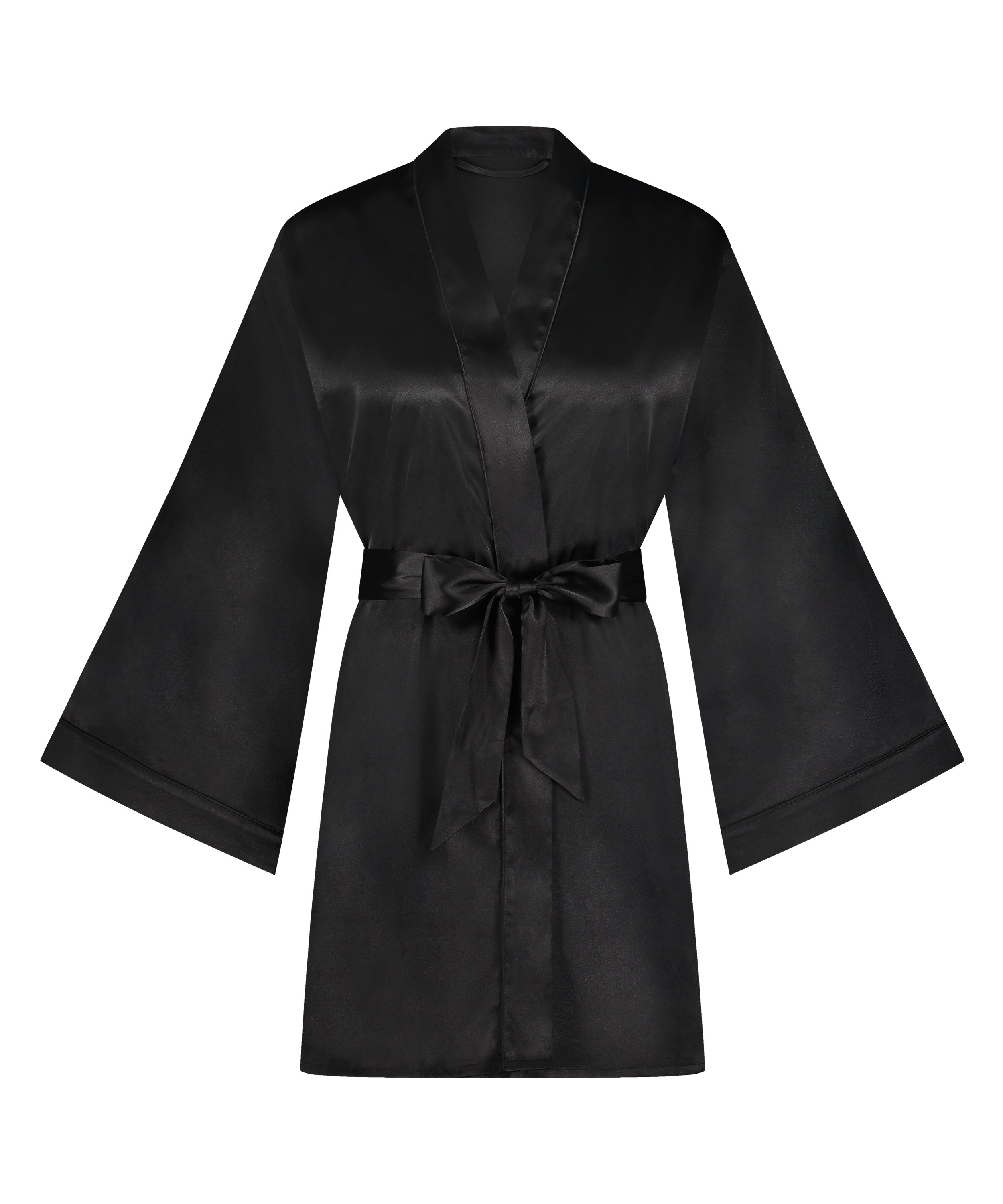 Satin Kimono, Black, main