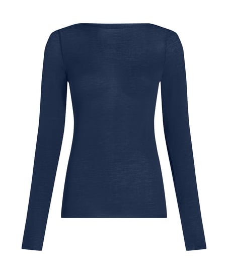 super soft Boatneck shirt with Cashmere, Blue