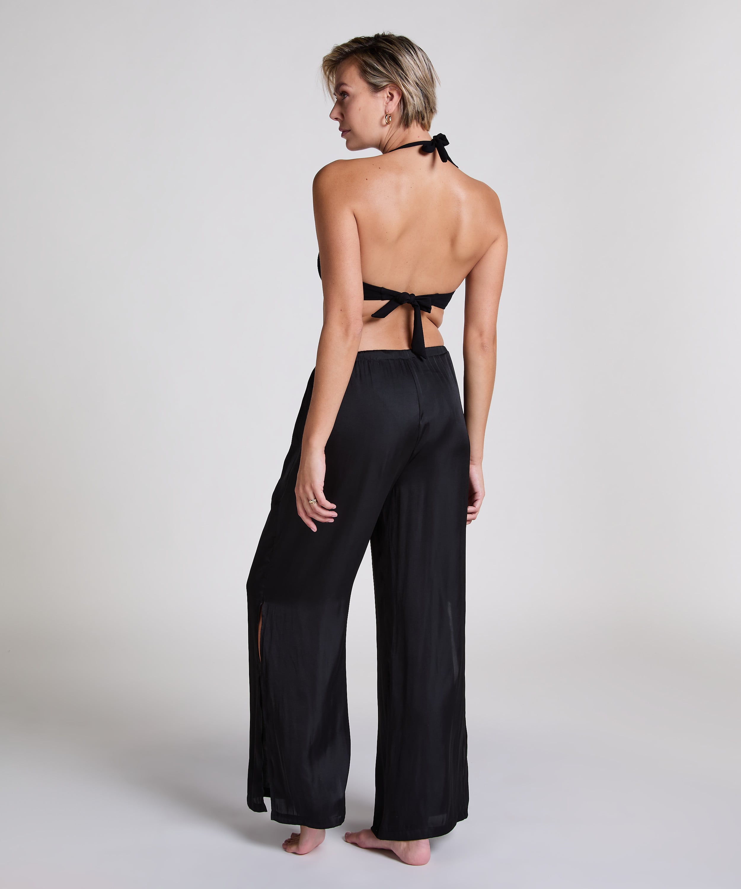 Beach Satin Pant, Black, main