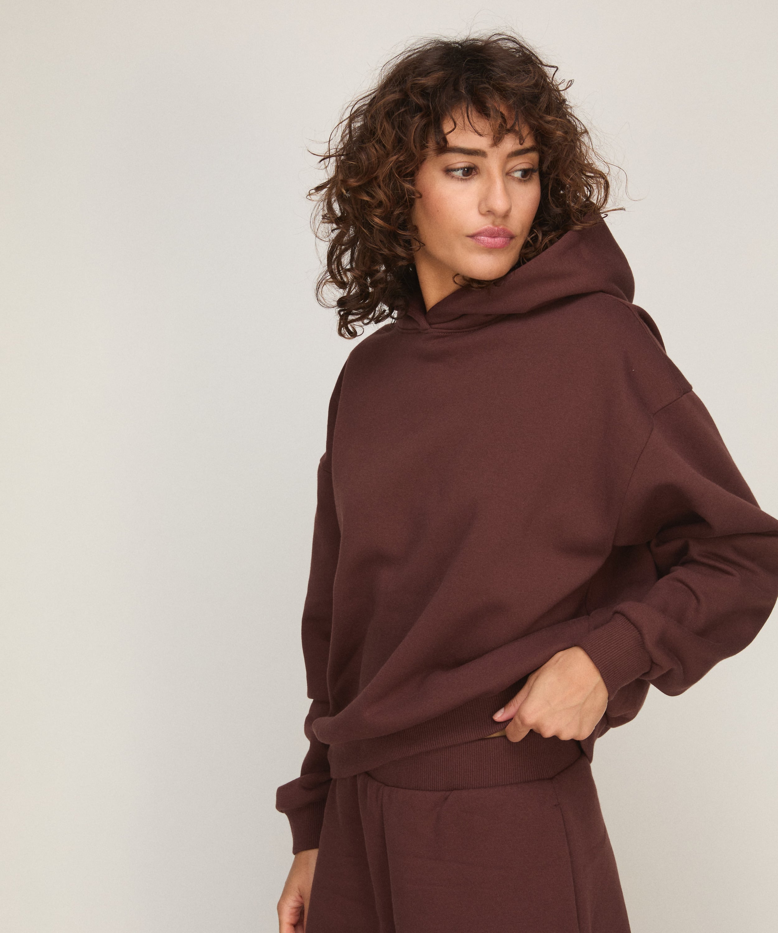 Jogger brushed sweat, Brown, main