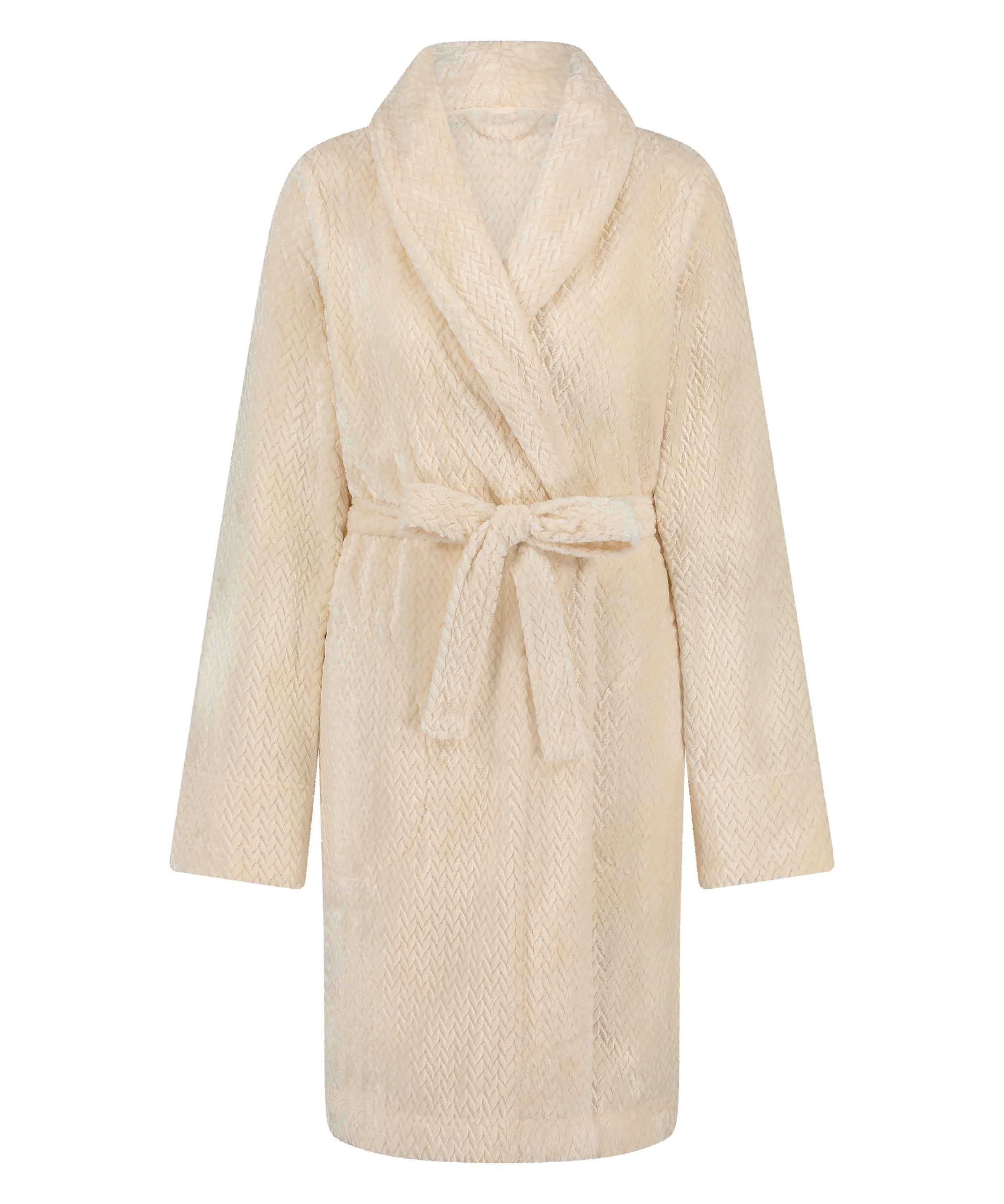 Fleece Bathrobe, White, main