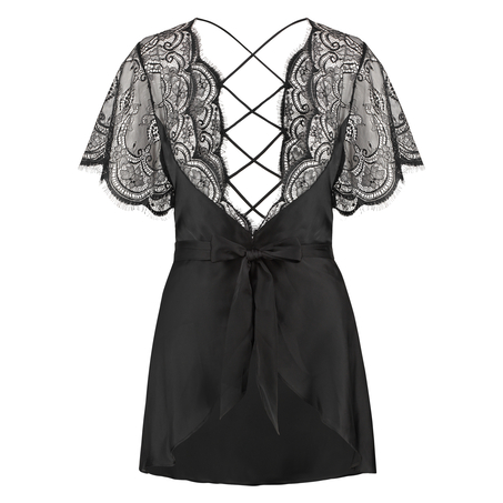 Coco Satin Kimono, Black