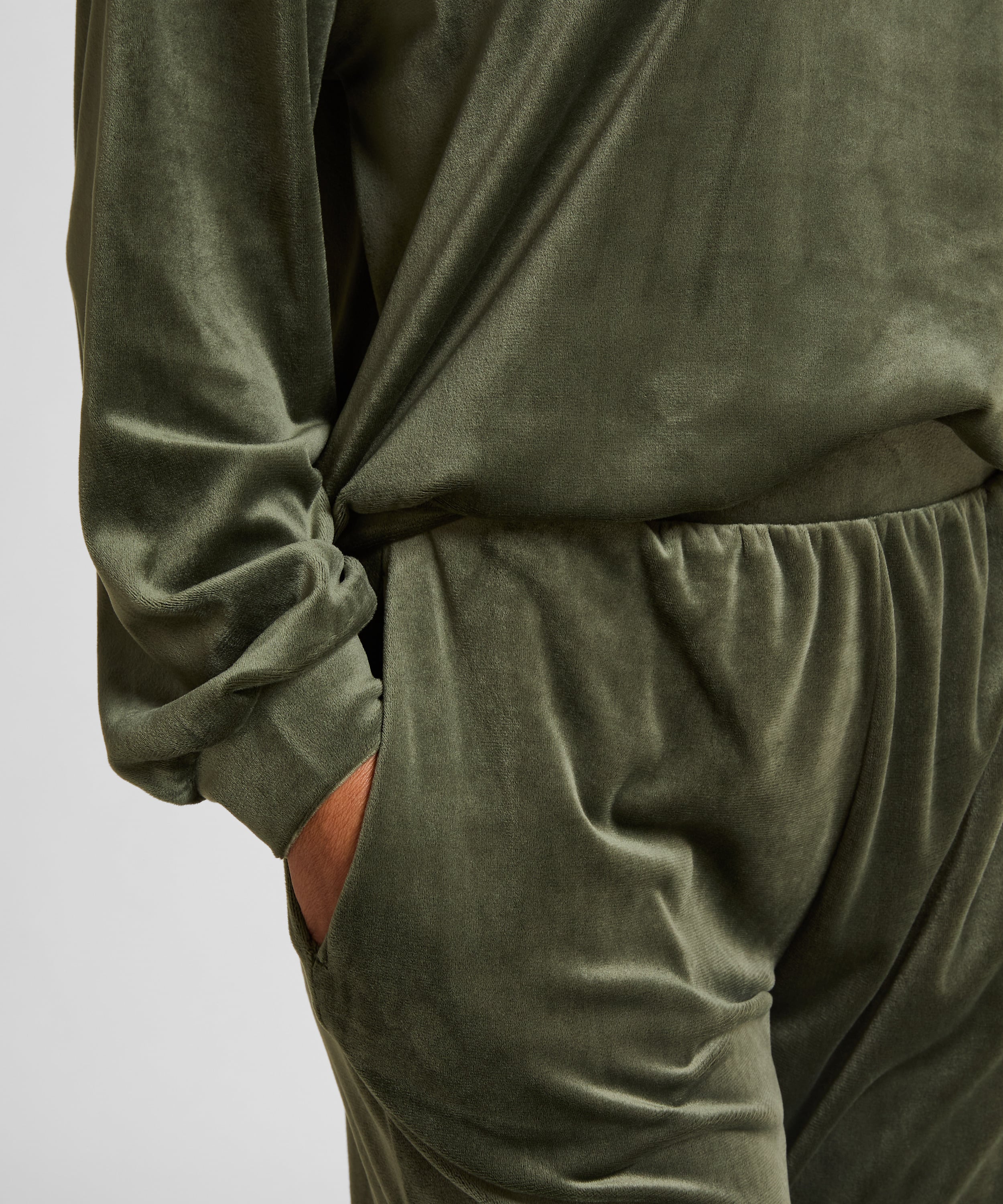 Velours Pyjama Pants, Green, main