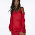 Lace Satin Slip Dress, Red
