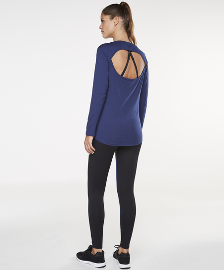 HKMX Strappy Basic Long-Sleeved Sports Top, Blue