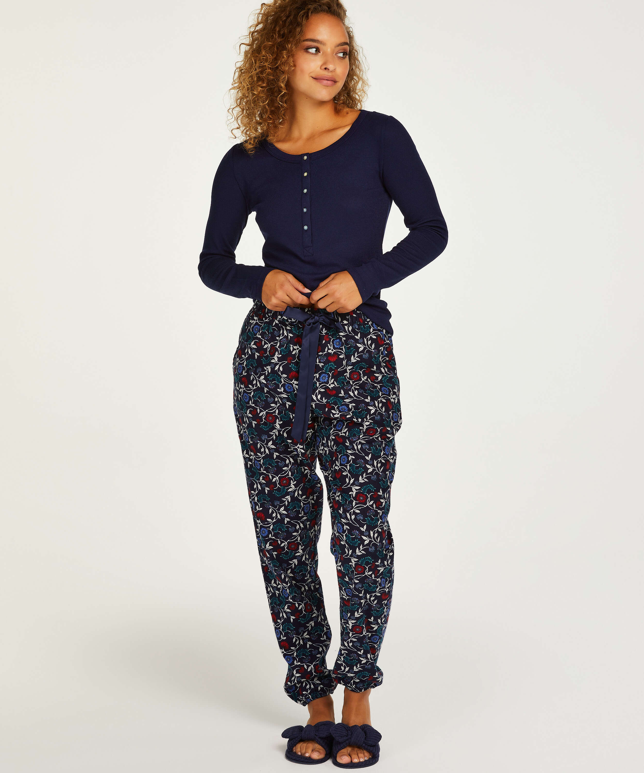Flannel Pyjama Pants, Blue, main