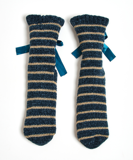Lace-Up Slipper Socks, Blue