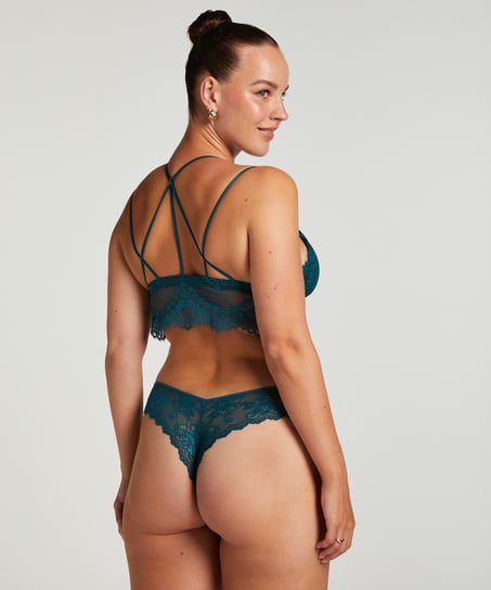 Lace Back Invisible Thong, Blue
