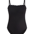 Bandeau Scallop Swimsuit, Black