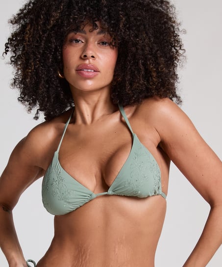 Giselle Triangle Bikini Top, Green