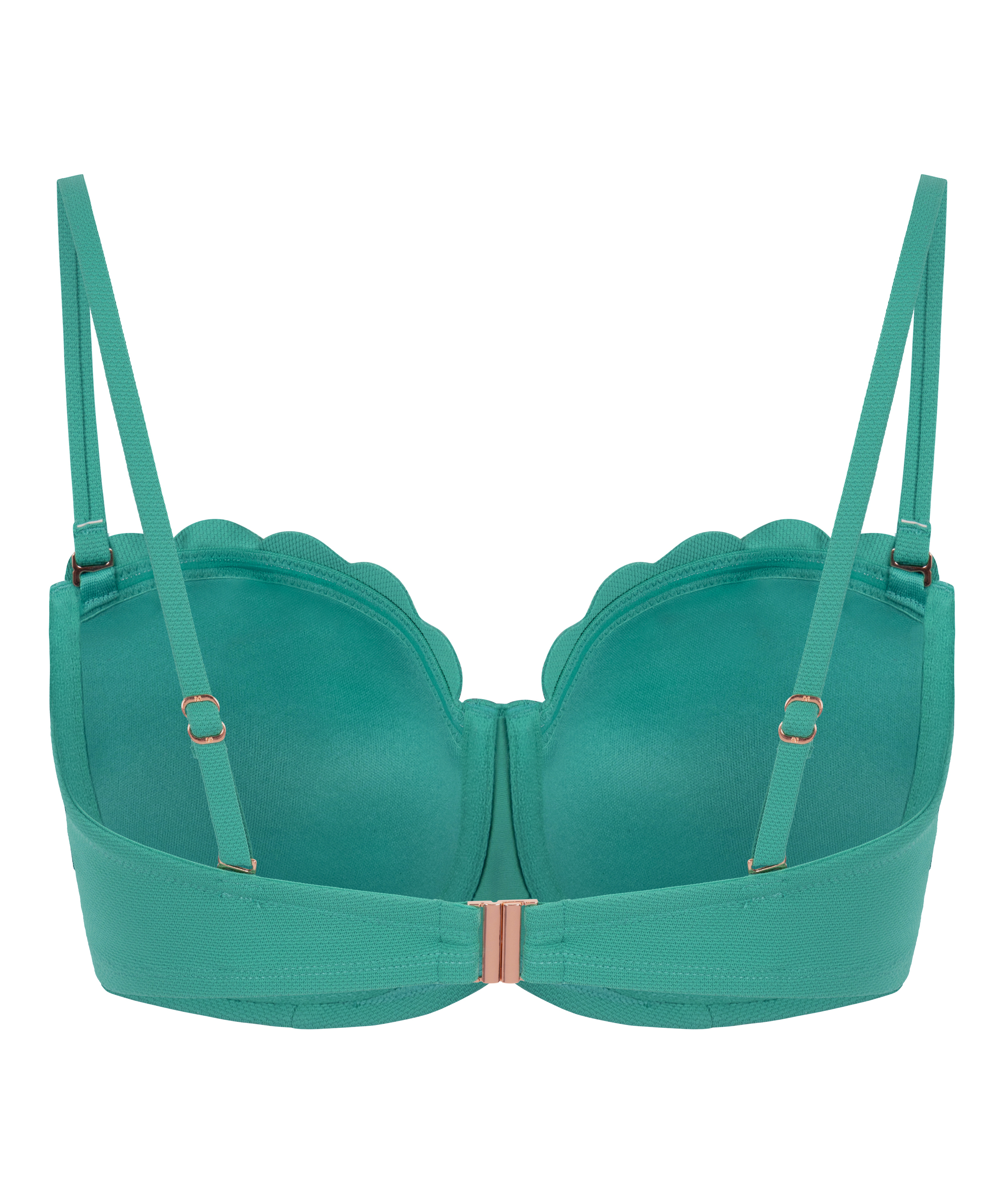 Scallop Padded Strapless Underwired Bikini Top Cup E +, Green, main