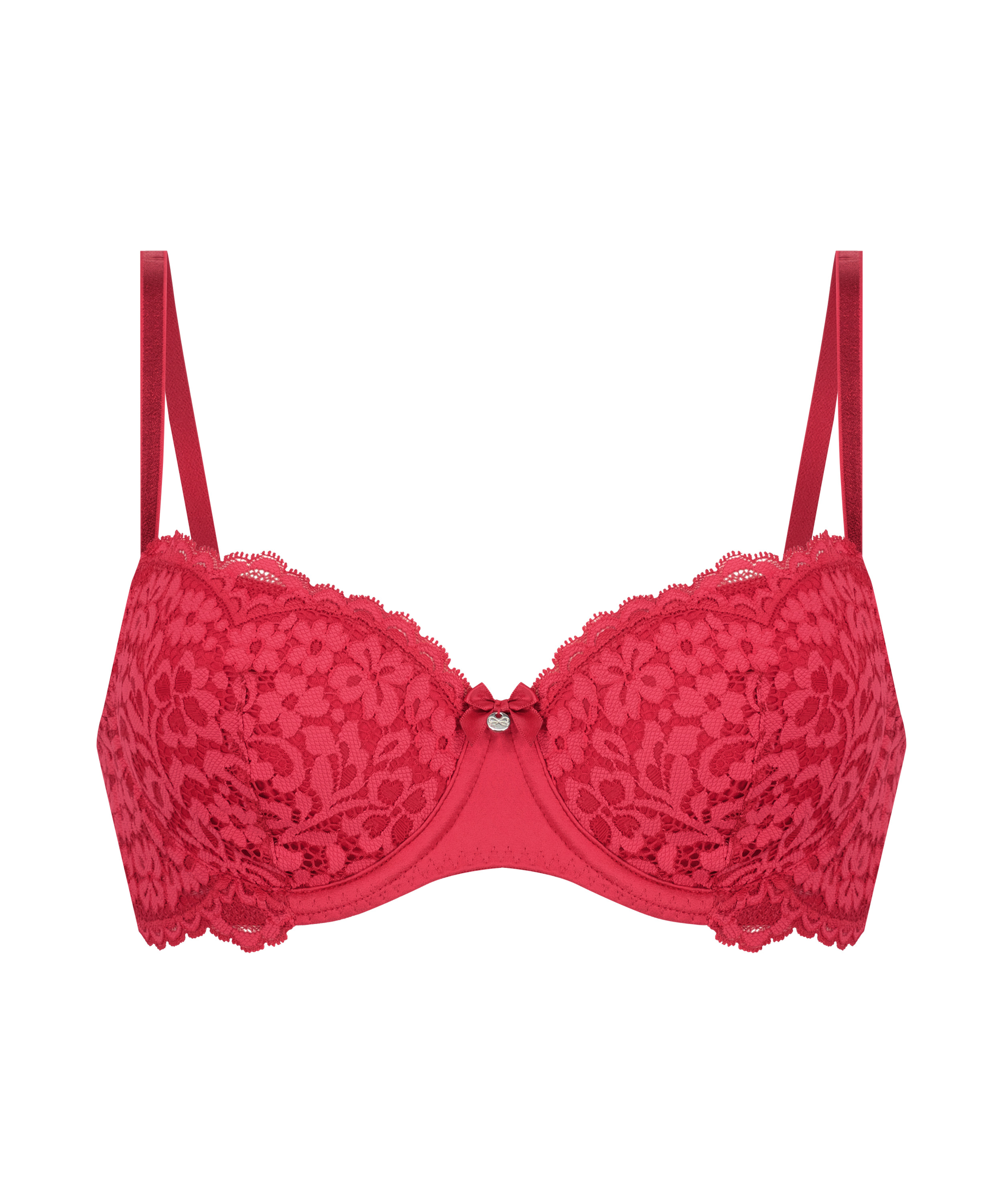 Rose Padded Underwired Bra, Red, main