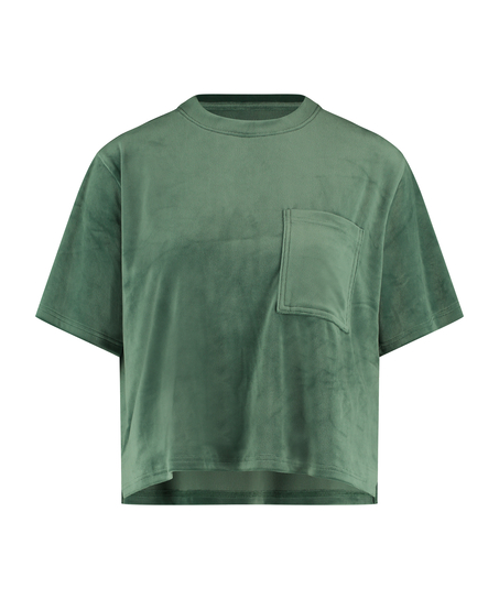 Top Velours Pocket, Green