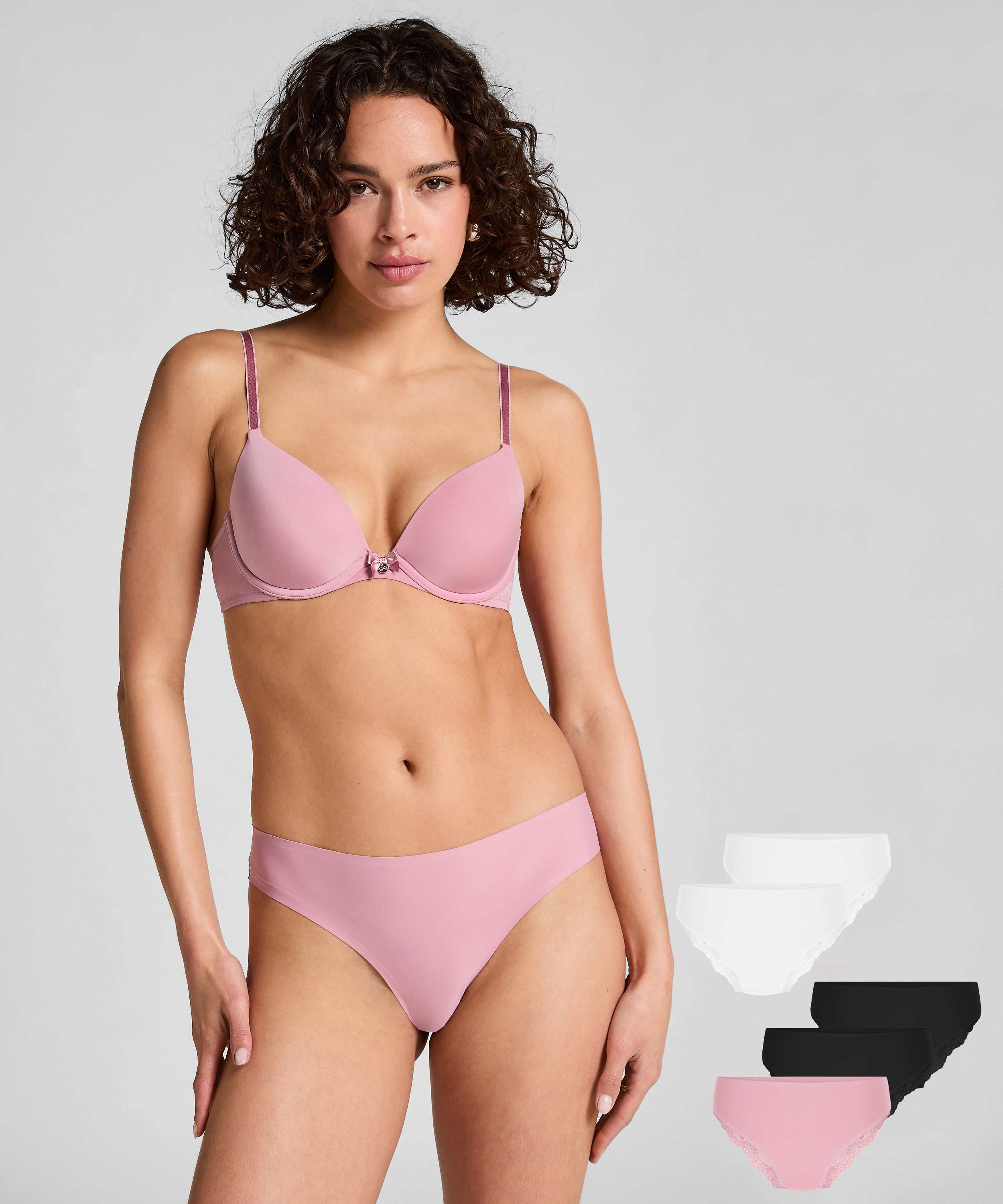 5-pack Invisible Lace Back Brazilian, Pink, main