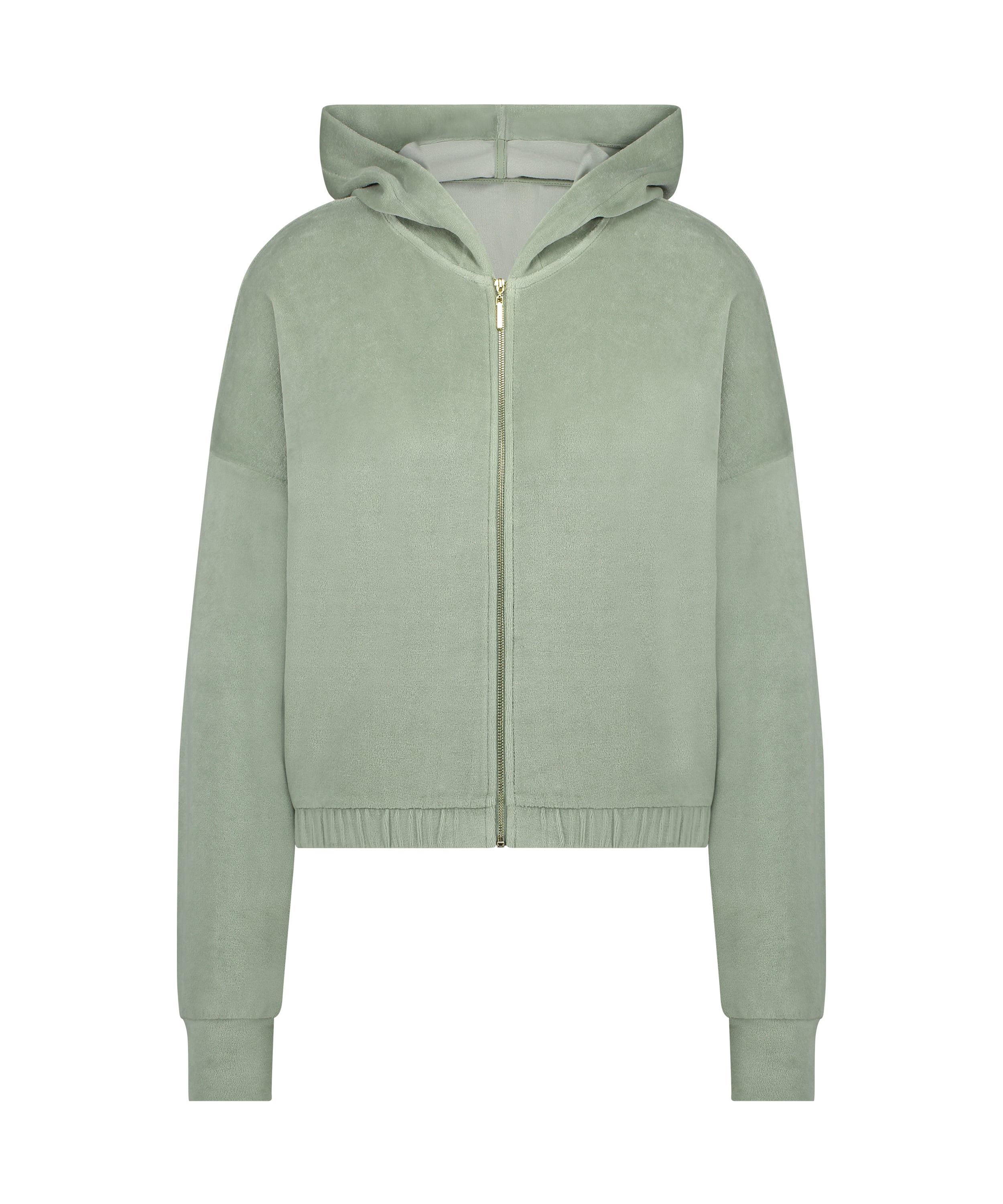 Velours Long-Sleeved Jacket, Green, main