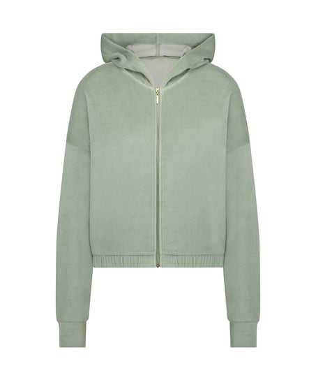 Velours Long-Sleeved Jacket, Green