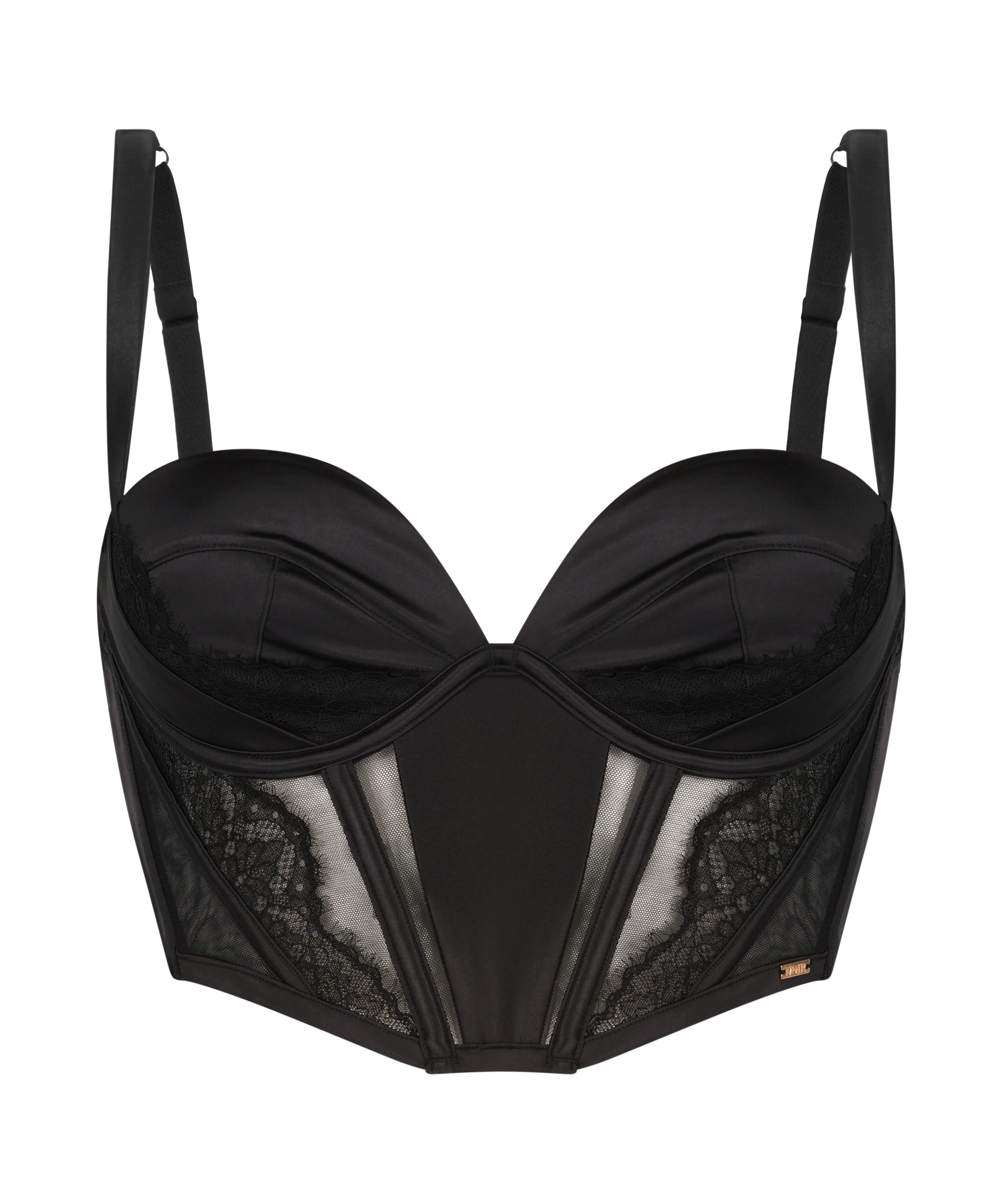 Nicole Padded Underwired Longline Bra, Black, main