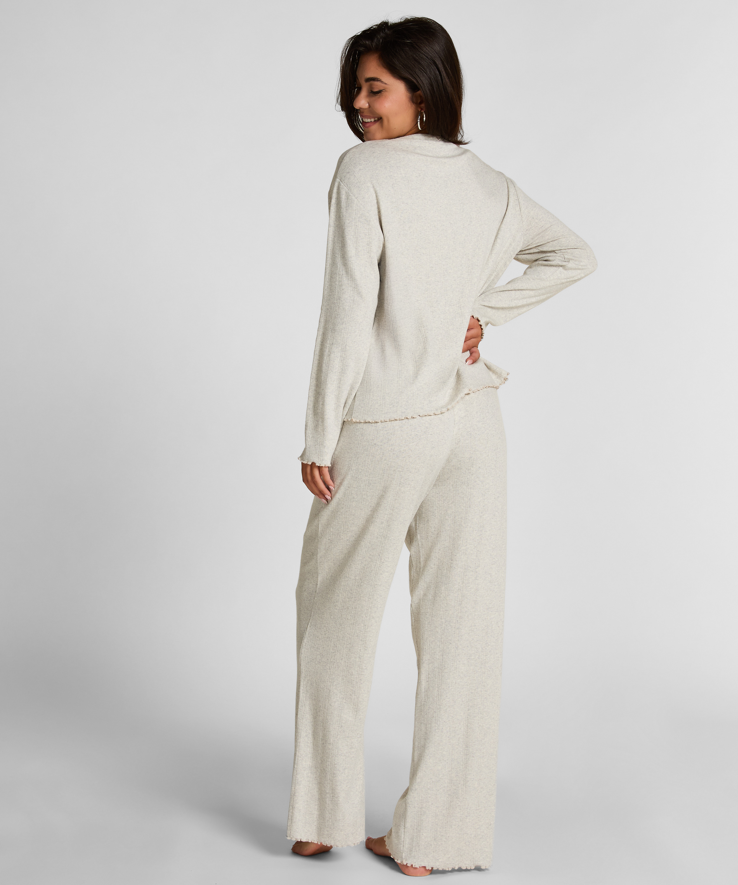 Pyjama Top Loose Pointelle, Gray, main