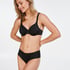 Satin Fleece Non-Padded Underwired Bra, Black
