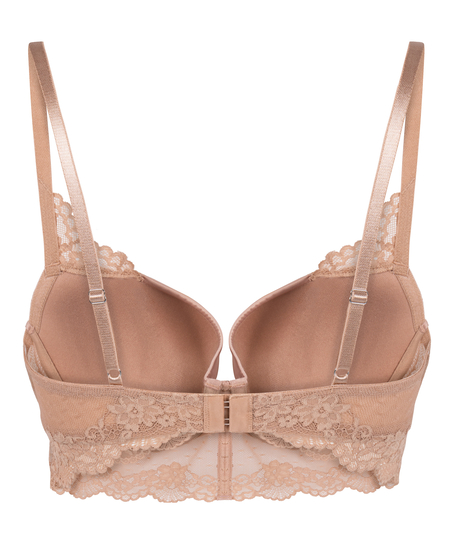 Laila Padded Underwired Longline Bra, Brown