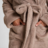 Long Fleece Bathrobe, Beige