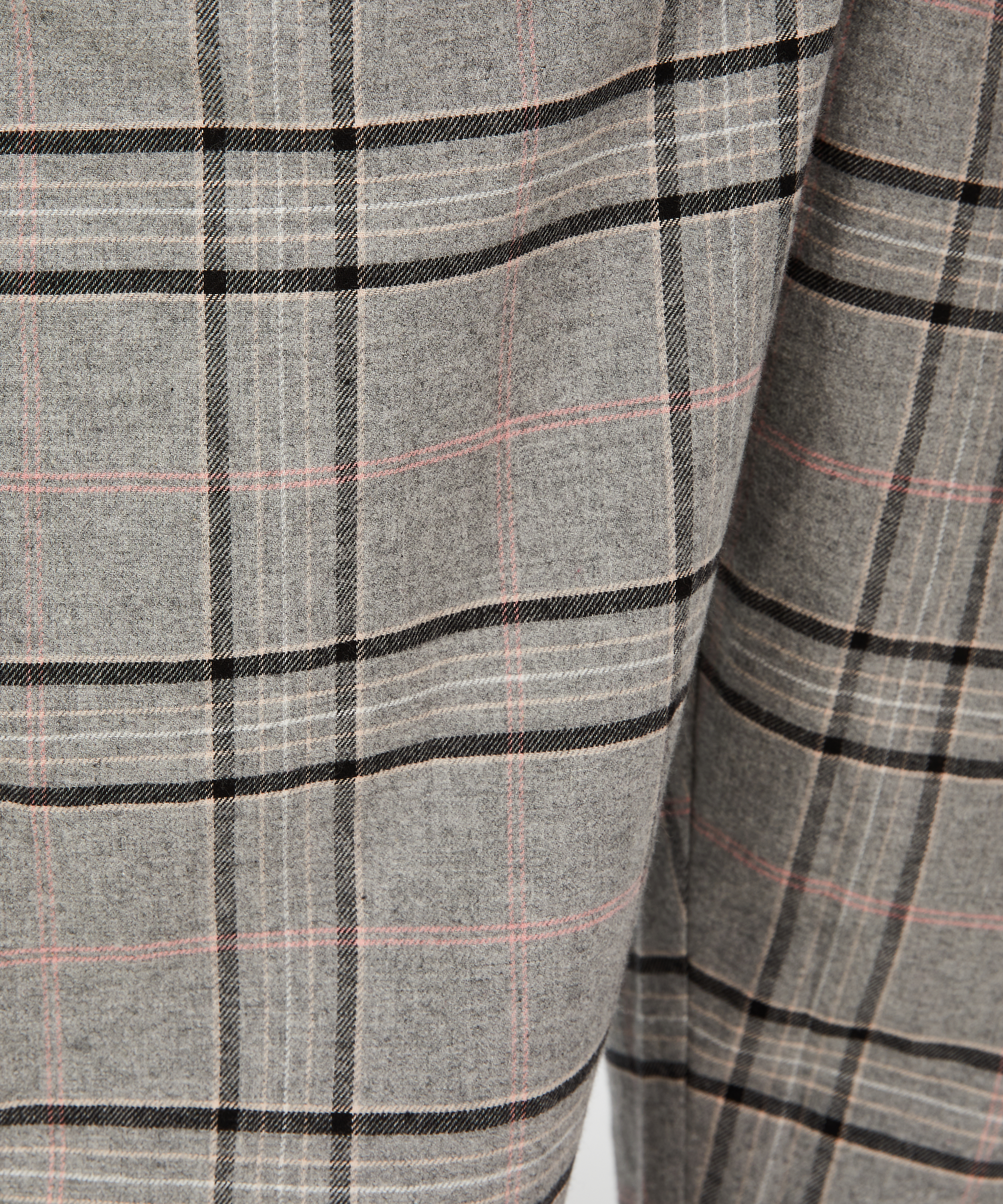 Petite Twill Check Pyjama Pants, Gray, main