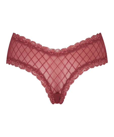 V-shaped Brazilian knickers mesh, Red