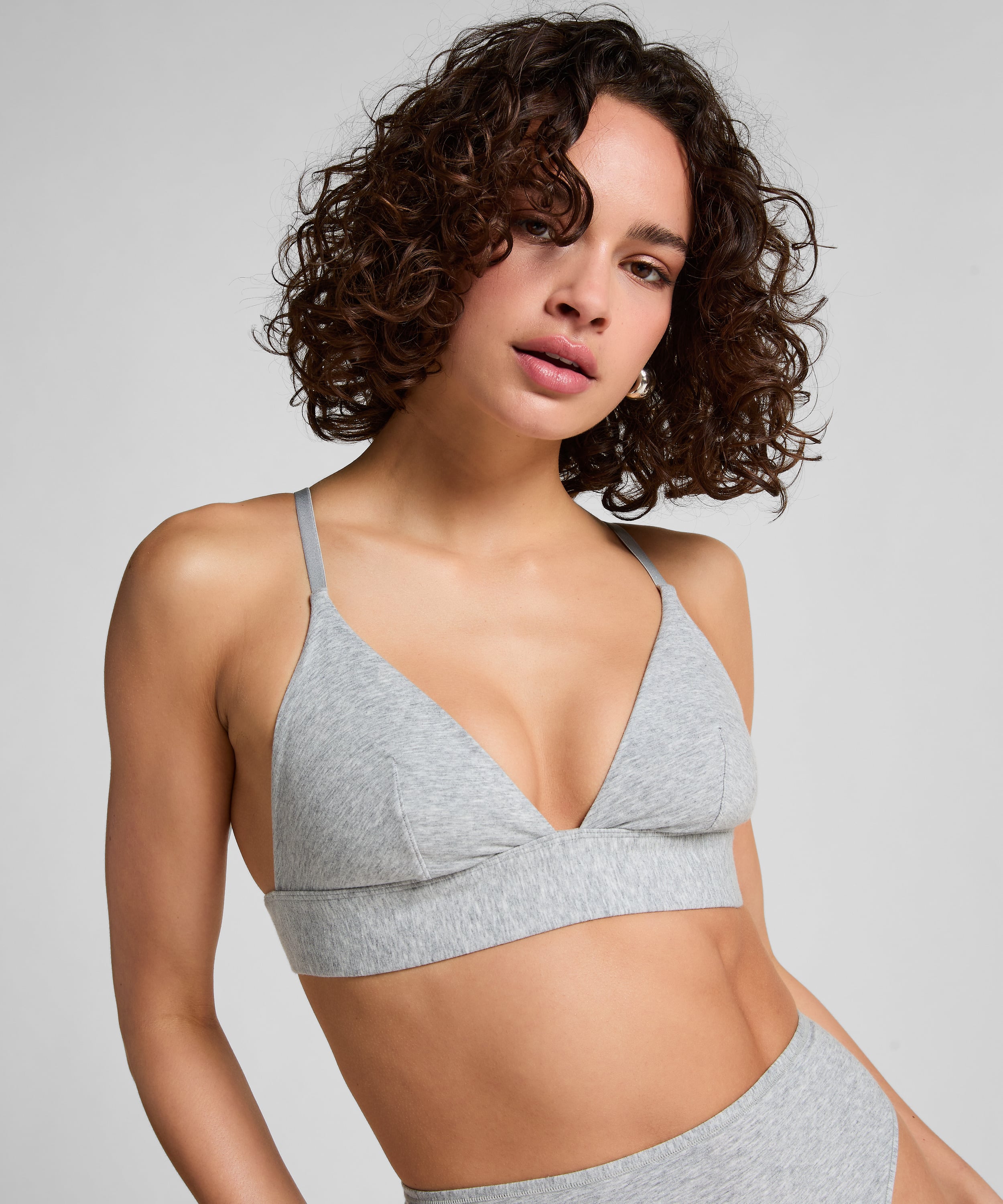 Cotton Bralette, Gray, main