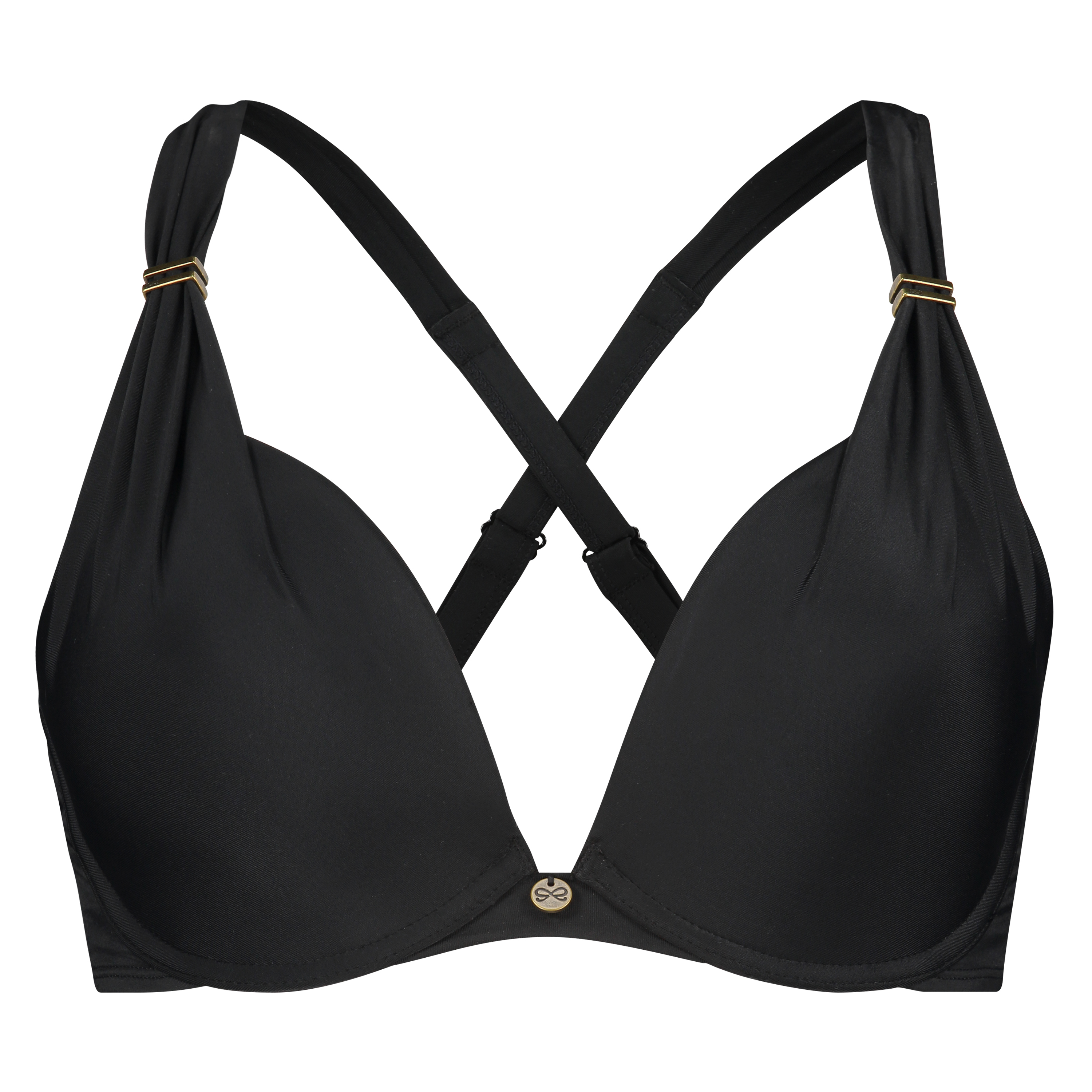 Sunset Dreams padded underwired bikini top Cup E +, Black, main