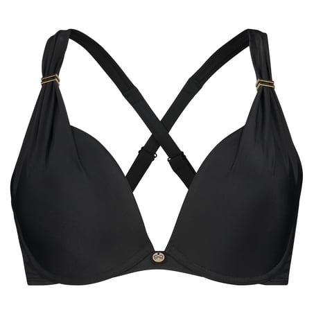 Sunset Dreams padded underwired bikini top Cup E +, Black