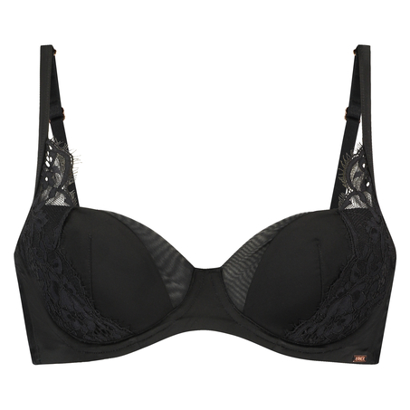 Genevieve padded half-cup underwired bra, Black