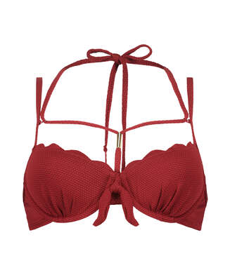 Scallop Padded Underwired Bikini Top, Red