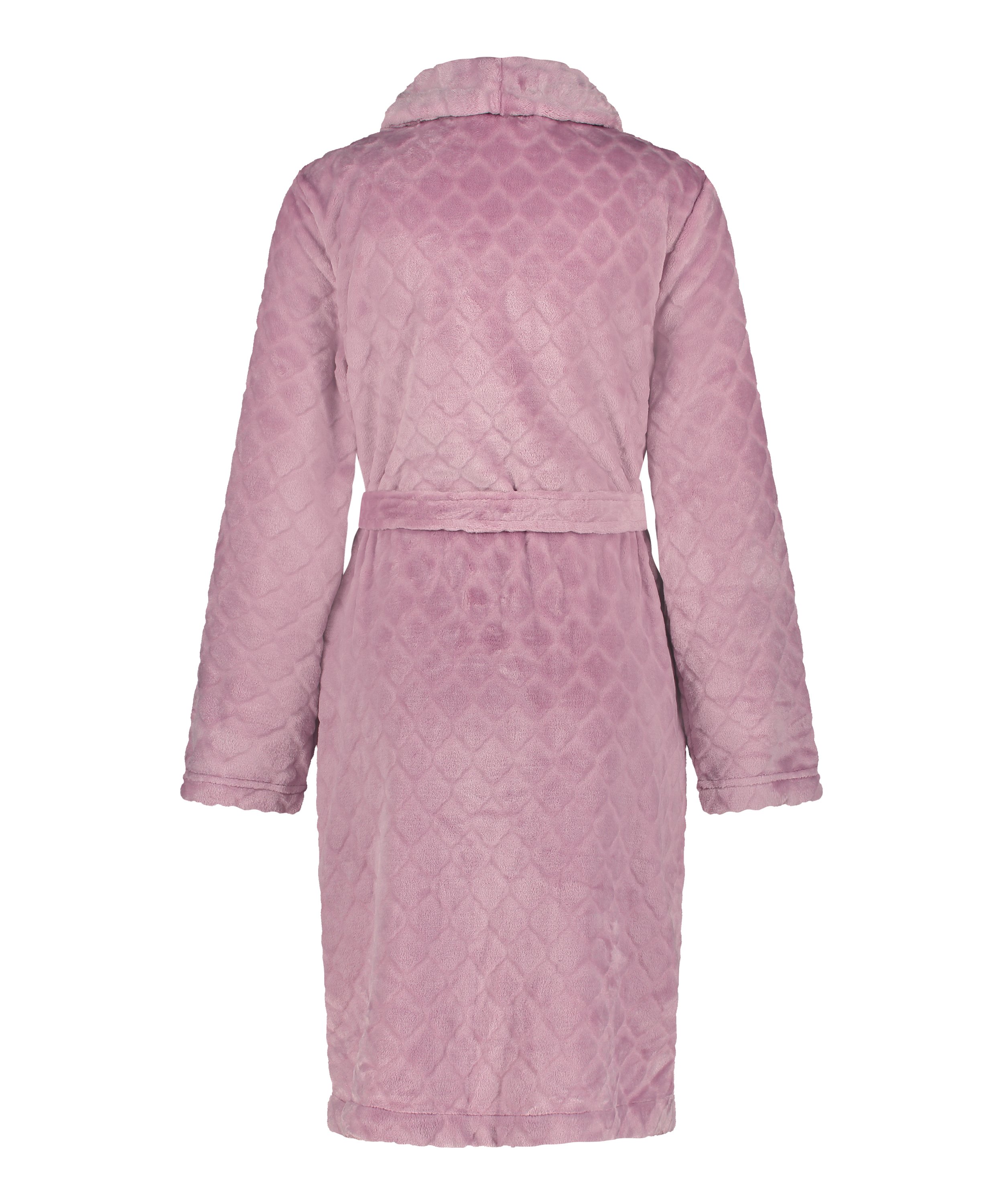 Short Fleece Ribbed Bathrobe, Purple, main