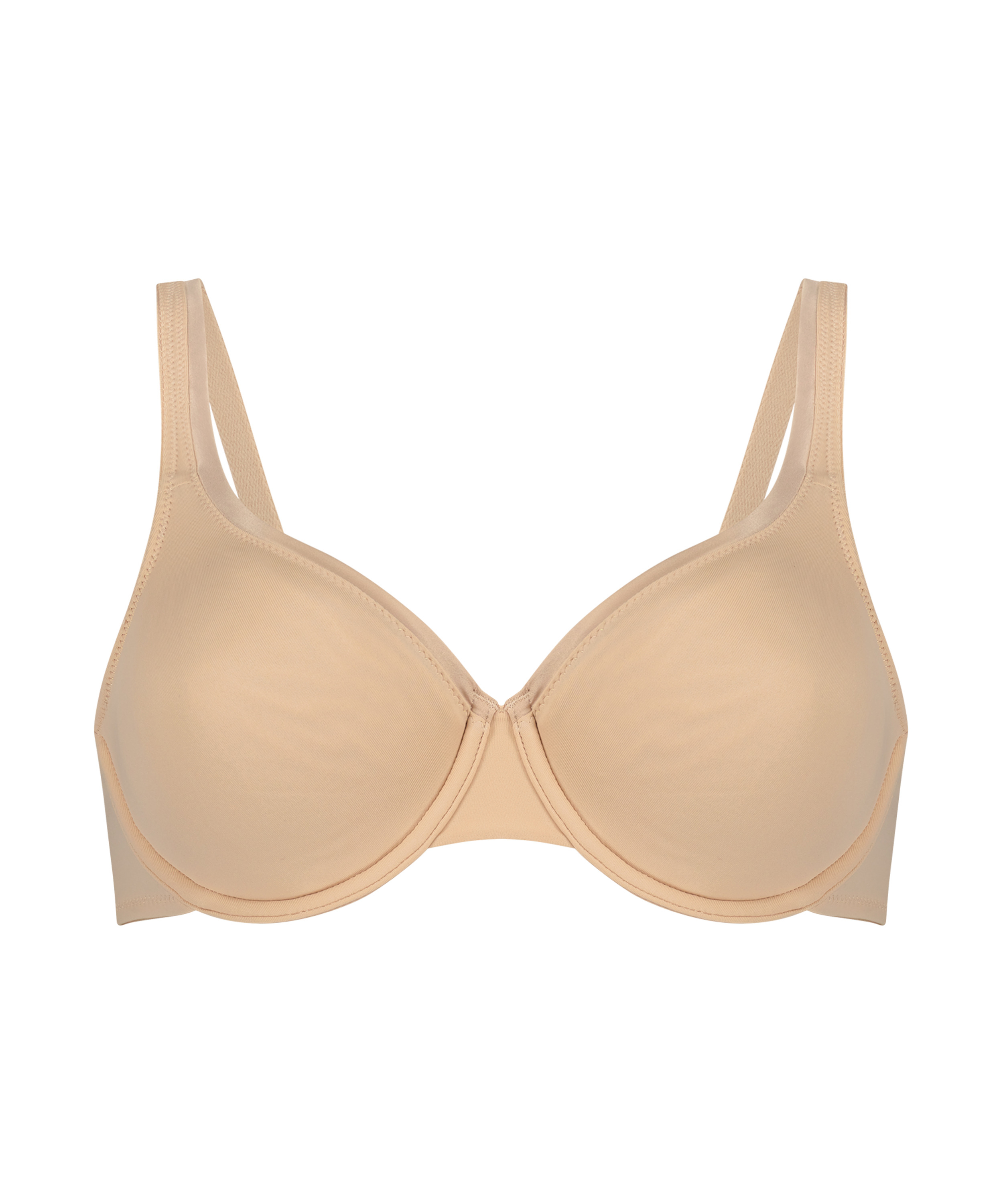 Satin Fleece Non-Padded Underwired Bra, Beige, main