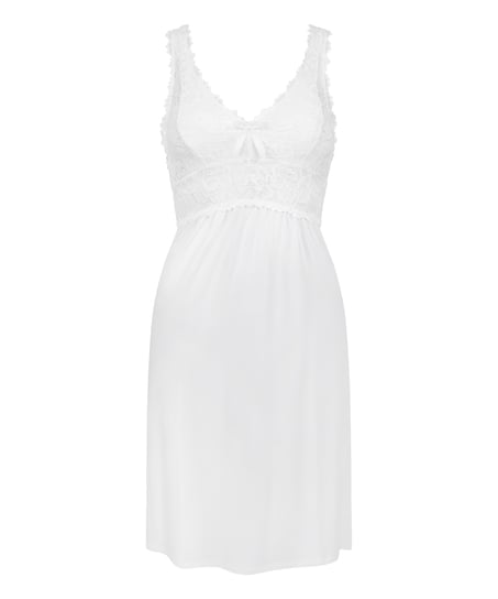 Nora Lace Slip Dress, White