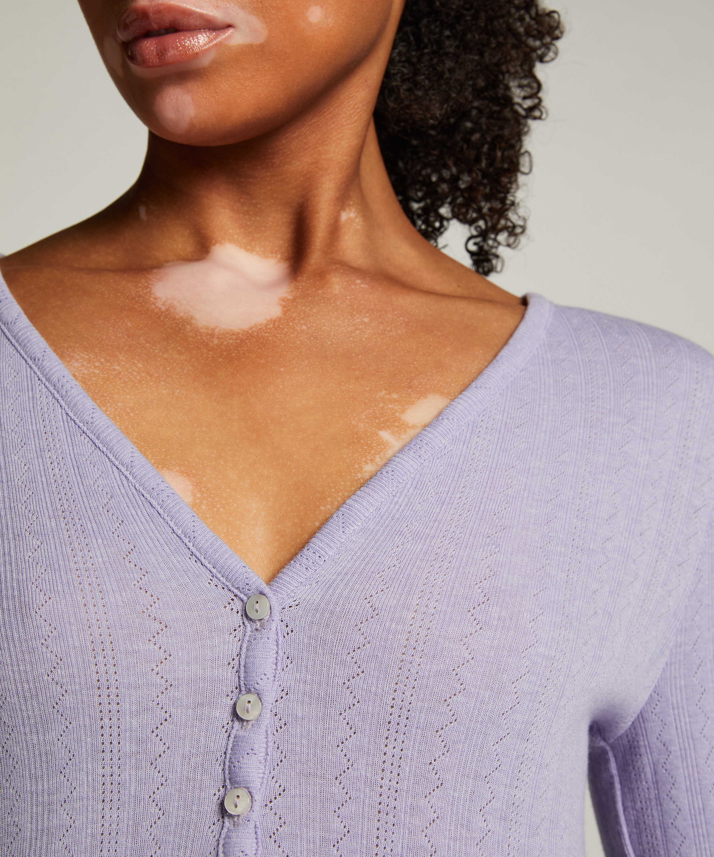 Henley Pyjama Top, Purple, main