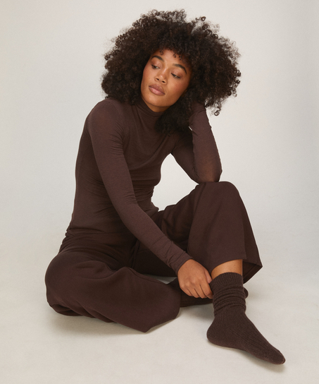 Cashmere Blended Socks, Brown