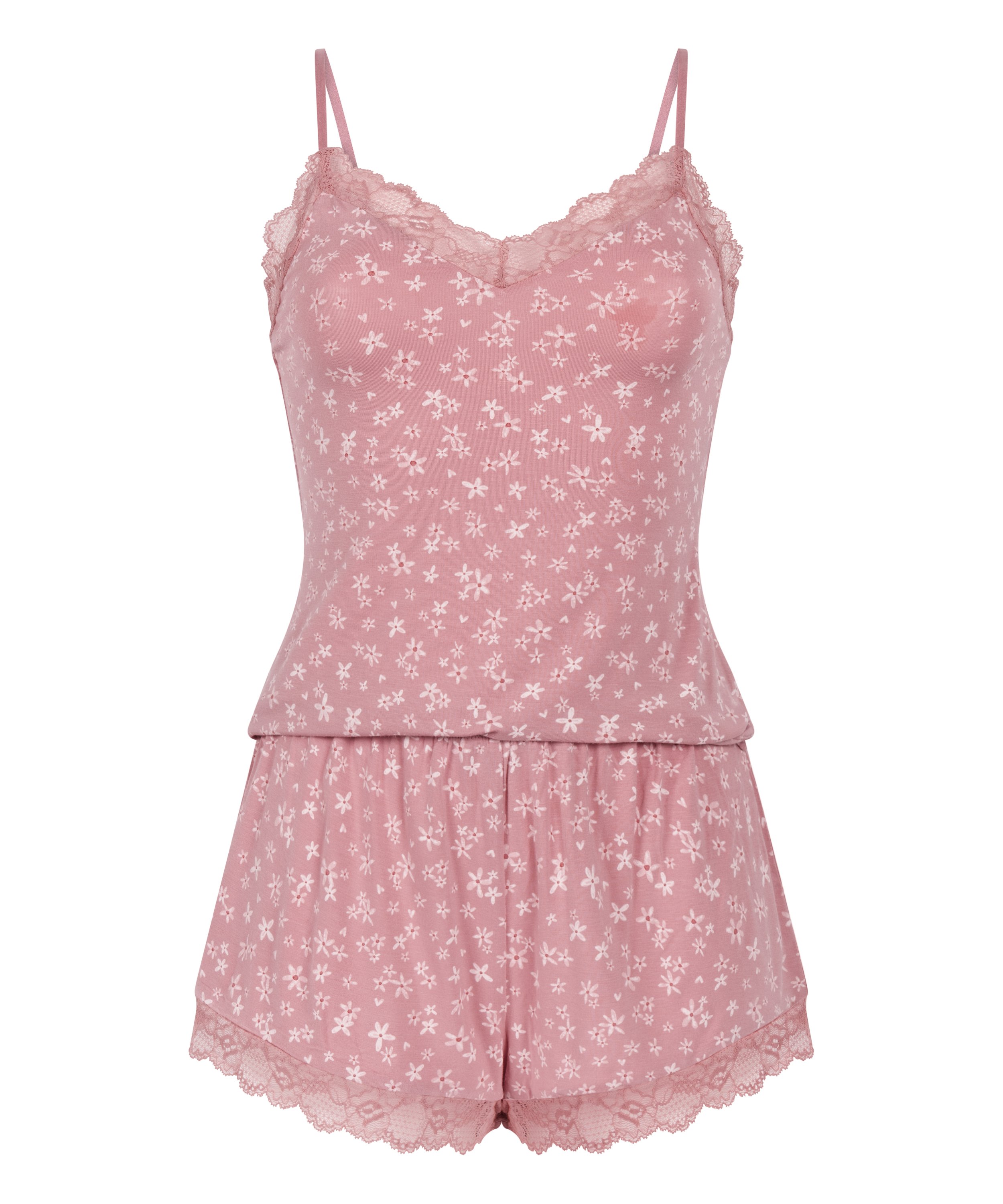 Lace Jersey  Pyjama Set, Pink, main