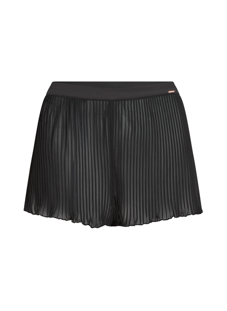 Plisse Lace Shorts, Black