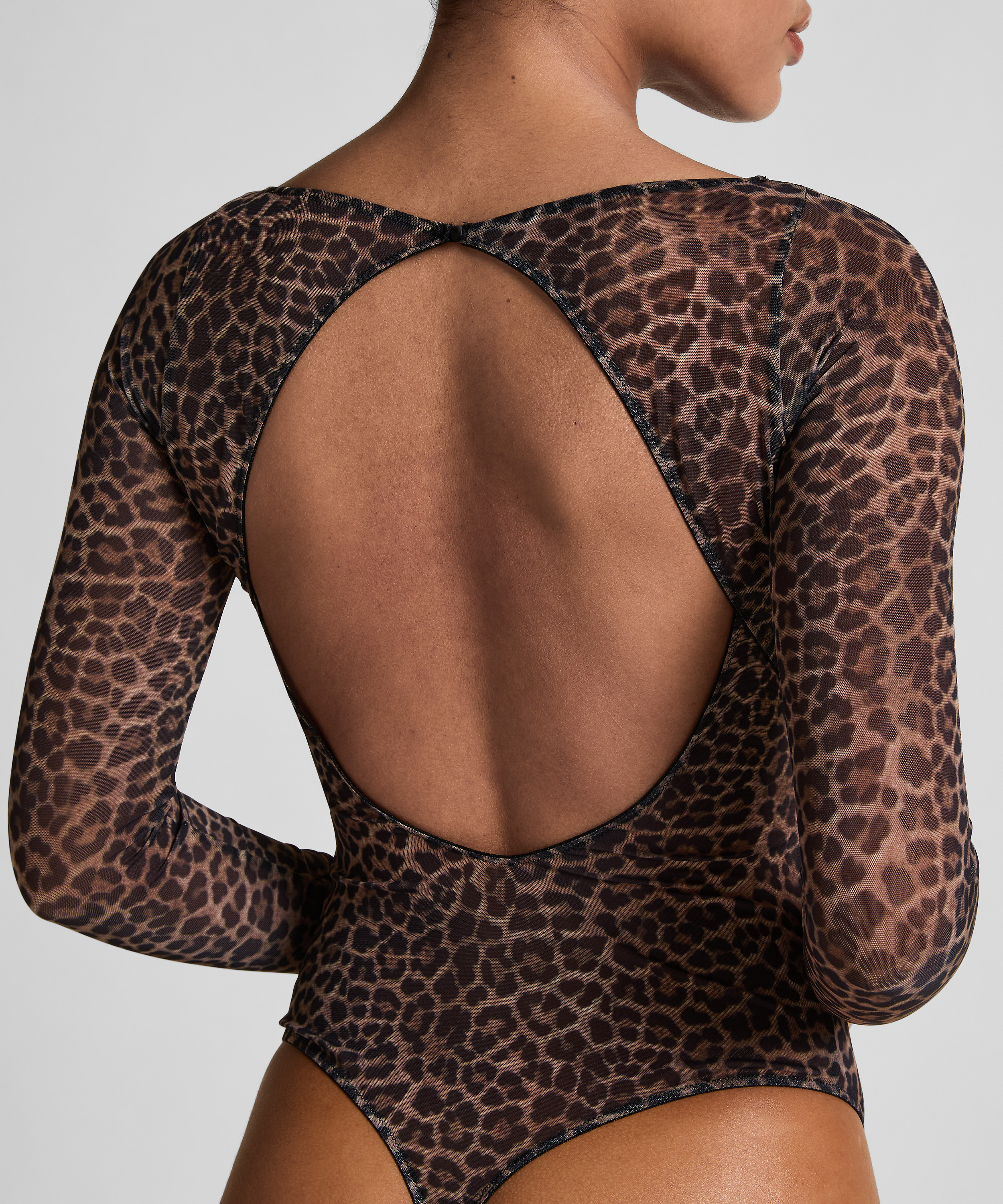 Tara Leopard Long Sleeved Body, Black, main
