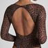 Tara Leopard Long Sleeved Body, Black